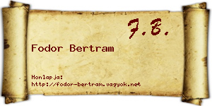 Fodor Bertram névjegykártya